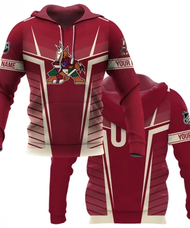 Custom Name &amp; Number NHL Arizona Coyotes Exclusive All Over Prints QTNHL311024A1ACHD - Hoodie
