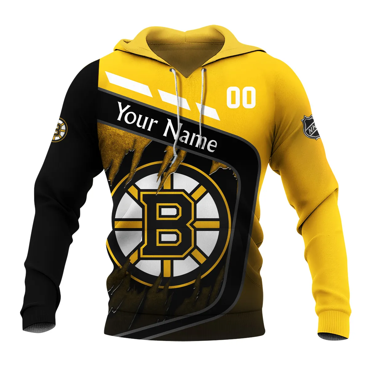 Custom Name & Number NHL Boston Bruins Exclusive All Over Prints BLNHL311024A1BBHD - Hoodie - Image 2