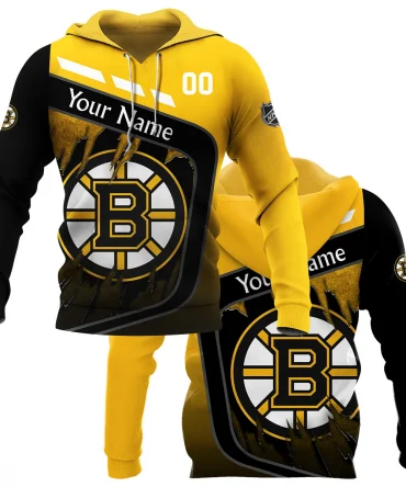 Custom Name &amp; Number NHL Boston Bruins Exclusive All Over Prints BLNHL311024A1BBHD - Hoodie