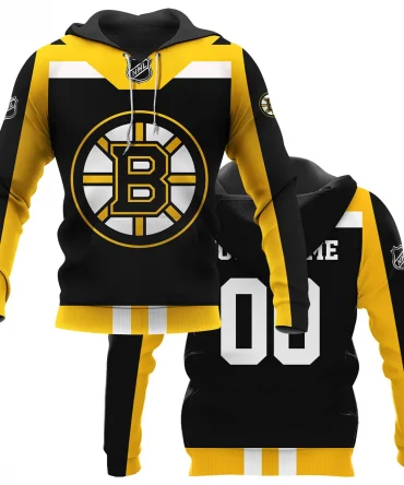 Custom Name &amp; Number NHL Boston Bruins Exclusive All Over Prints HONHL3110A01BBHD - Hoodie