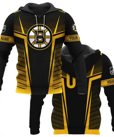 Custom Name &amp; Number NHL Boston Bruins Exclusive All Over Prints QTNHL311024A1BBHD - Hoodie
