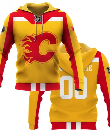 Custom Name &amp; Number NHL Calgary Flames Exclusive All Over Prints HONHL3110A01CFHD - Hoodie