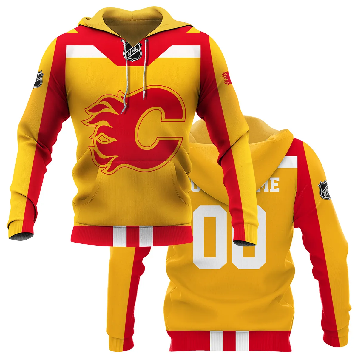 Custom Name & Number NHL Calgary Flames Exclusive All Over Prints HONHL3110A01CFHD - Hoodie