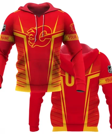Custom Name &amp; Number NHL Calgary Flames Exclusive All Over Prints QTNHL311024A1CFHD - Hoodie