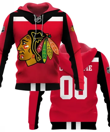 Custom Name &amp; Number NHL Chicago Blackhawks Exclusive All Over Prints HONHL3110A01CBHD - Hoodie