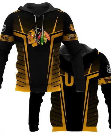 Custom Name &amp; Number NHL Chicago Blackhawks Exclusive All Over Prints QTNHL311024A1CBHD - Hoodie