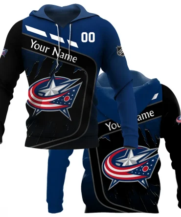 Custom Name &amp; Number NHL Columbus Blue Jackets Exclusive All Over Prints BLNHL311024A1CBJHD - Hoodie