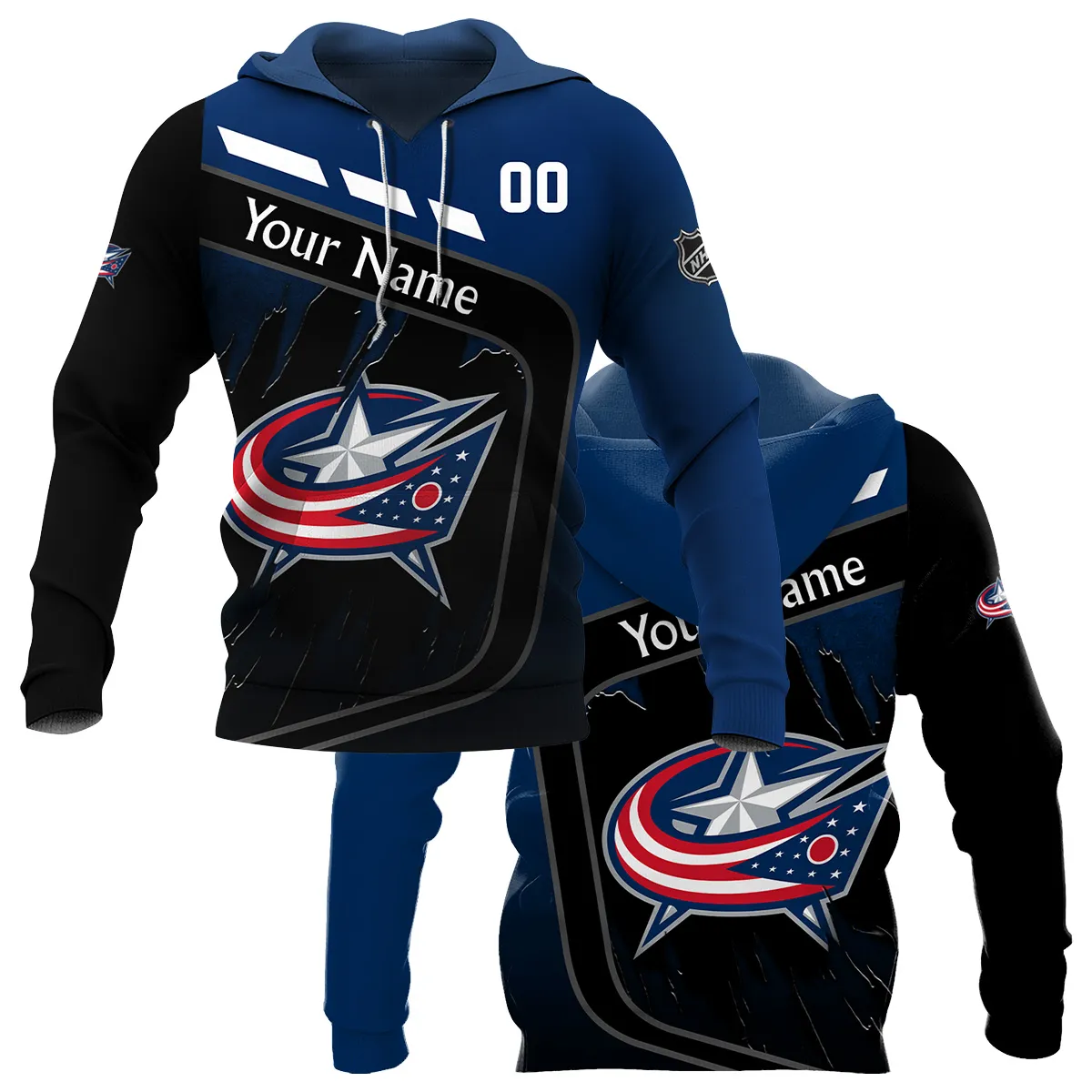 Custom Name & Number NHL Columbus Blue Jackets Exclusive All Over Prints BLNHL311024A1CBJHD - Hoodie