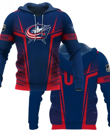Custom Name &amp; Number NHL Columbus Blue Jackets Exclusive All Over Prints QTNHL311024A1CBJHD - Hoodie