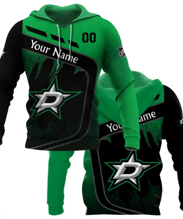 Custom Name &amp; Number NHL Dallas Stars Exclusive All Over Prints BLNHL311024A1DSHD - Hoodie