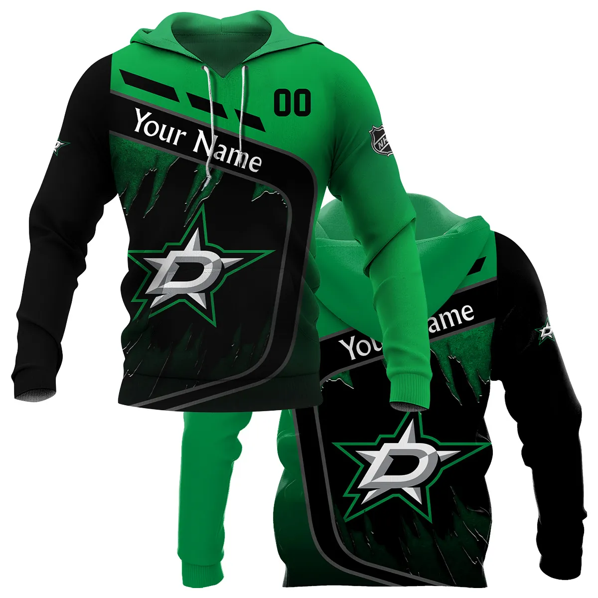 Custom Name & Number NHL Dallas Stars Exclusive All Over Prints BLNHL311024A1DSHD - Hoodie