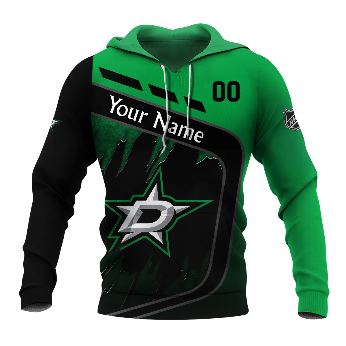 Custom Name & Number NHL Dallas Stars Exclusive All Over Prints BLNHL311024A1DSHD - Hoodie - Image 2