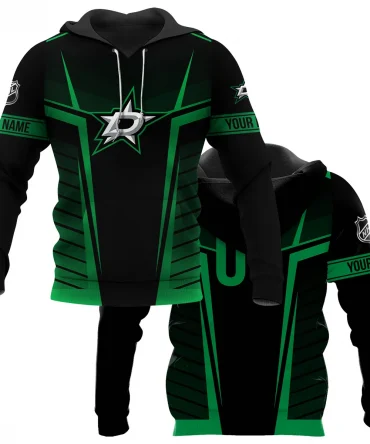 Custom Name &amp; Number NHL Dallas Stars Exclusive All Over Prints QTNHL311024A1DSHD - Hoodie