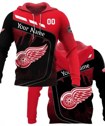 Custom Name &amp; Number NHL Detroit Red Wings Exclusive All Over Prints BLNHL311024A1DRWHD - Hoodie