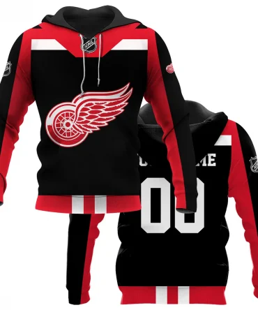 Custom Name &amp; Number NHL Detroit Red Wings Exclusive All Over Prints HONHL3110A01DRWHD - Hoodie