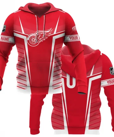 Custom Name &amp; Number NHL Detroit Red Wings Exclusive All Over Prints QTNHL311024A1DRWHD - Hoodie
