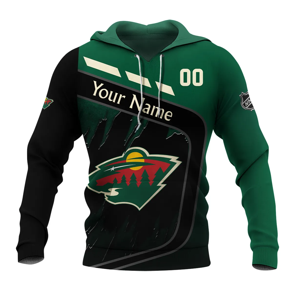 Custom Name & Number NHL Minnesota Wild Exclusive All Over Prints BLNHL311024A1MWHD - Hoodie - Image 2
