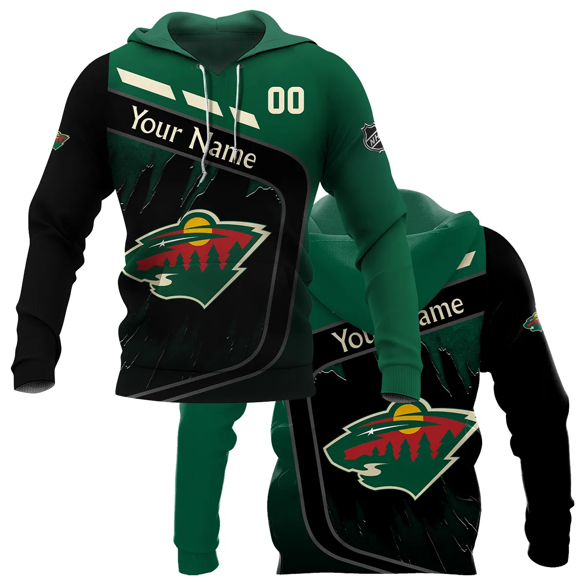 Custom Name & Number NHL Minnesota Wild Exclusive All Over Prints BLNHL311024A1MWHD - Hoodie
