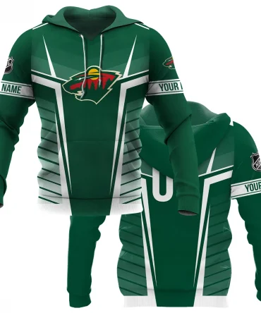 Custom Name &amp; Number NHL Minnesota Wild Exclusive All Over Prints QTNHL311024A1MWHD - Hoodie