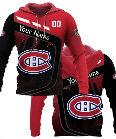 Custom Name &amp; Number NHL Montreal Canadiens Exclusive All Over Prints BLNHL311024A1MCHD - Hoodie