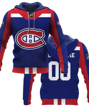 Custom Name &amp; Number NHL Montreal Canadiens Exclusive All Over Prints HONHL3110A01MCHD - Hoodie