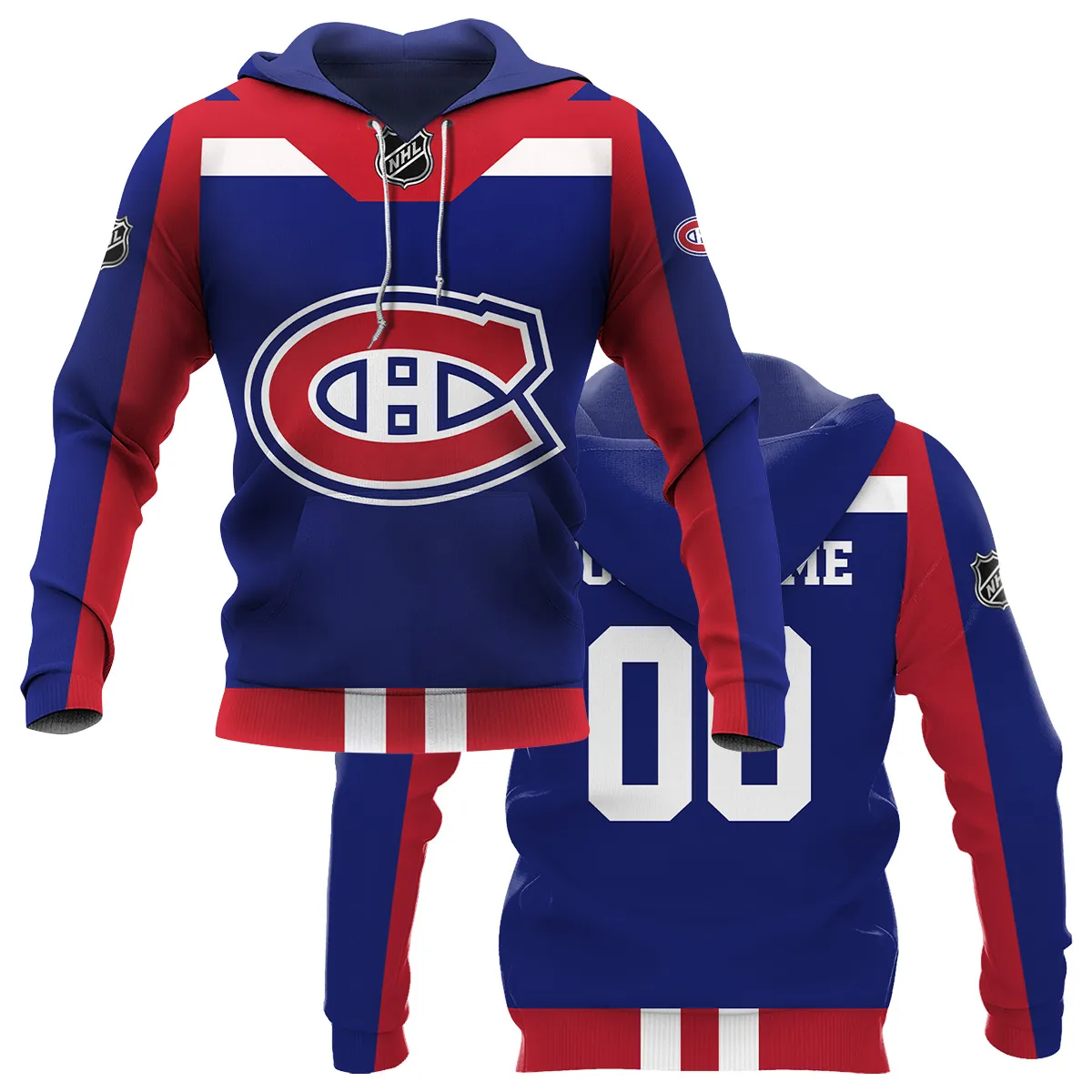 Custom Name & Number NHL Montreal Canadiens Exclusive All Over Prints HONHL3110A01MCHD - Hoodie