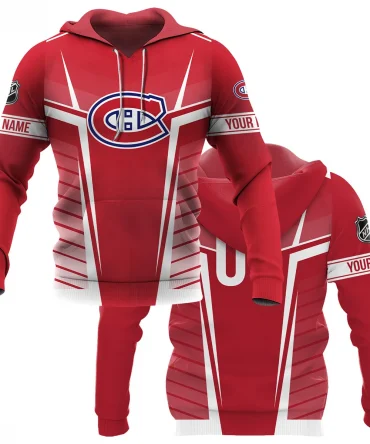 Custom Name &amp; Number NHL Montreal Canadiens Exclusive All Over Prints QTNHL311024A1MCHD - Hoodie