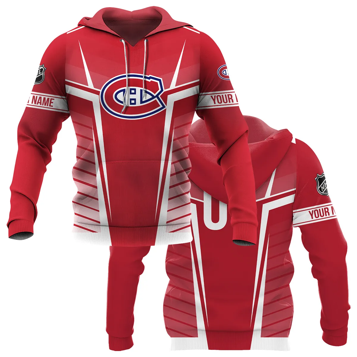 Custom Name & Number NHL Montreal Canadiens Exclusive All Over Prints QTNHL311024A1MCHD - Hoodie