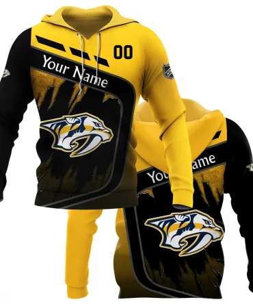 Custom Name &amp; Number NHL Nashville Predators Exclusive All Over Prints BLNHL311024A1NPHD - Hoodie