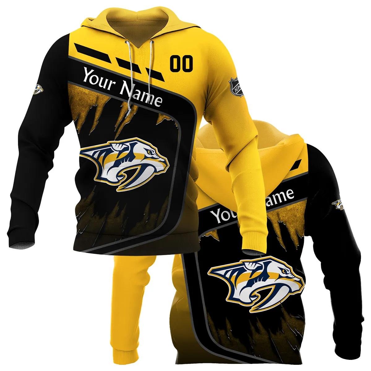 Custom Name & Number NHL Nashville Predators Exclusive All Over Prints BLNHL311024A1NPHD - Hoodie