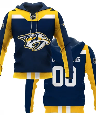 Custom Name &amp; Number NHL Nashville Predators Exclusive All Over Prints HONHL3110A01NPHD - Hoodie