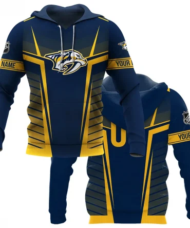 Custom Name &amp; Number NHL Nashville Predators Exclusive All Over Prints QTNHL311024A1NPHD - Hoodie