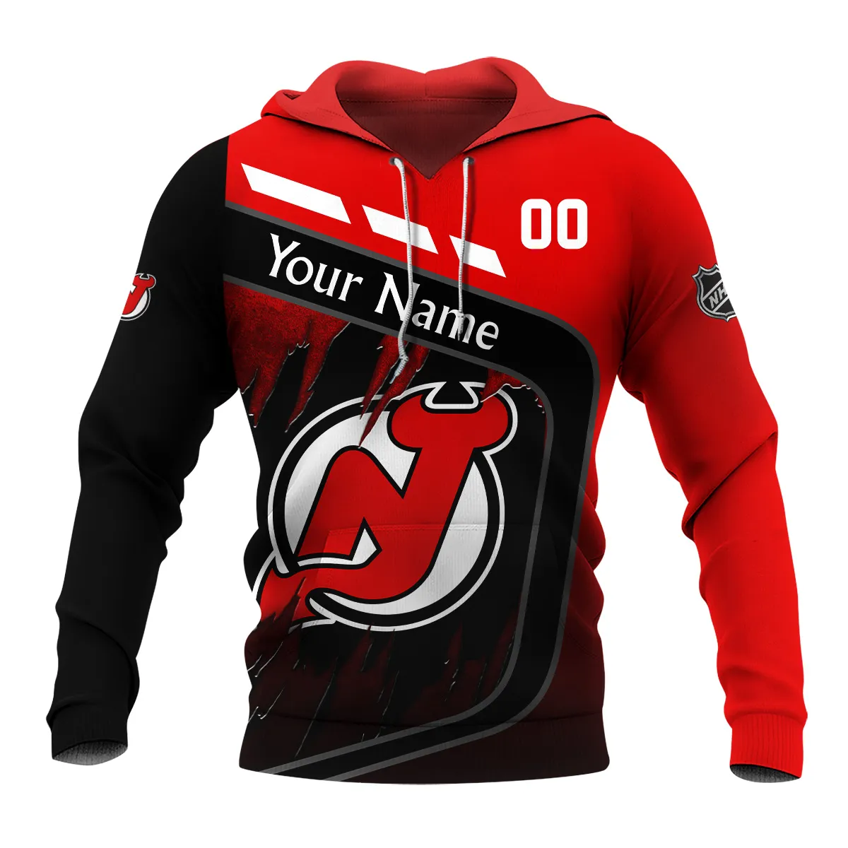 Custom Name & Number NHL New Jersey Devils Exclusive All Over Prints BLNHL311024A1NJDHD - Hoodie - Image 2