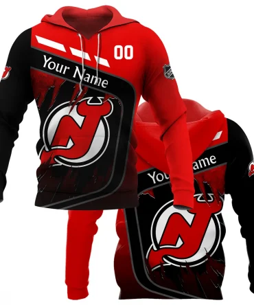 Custom Name &amp; Number NHL New Jersey Devils Exclusive All Over Prints BLNHL311024A1NJDHD - Hoodie