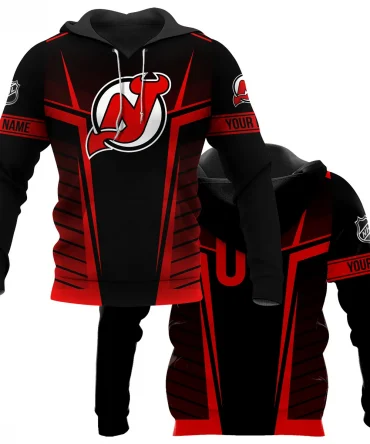 Custom Name &amp; Number NHL New Jersey Devils Exclusive All Over Prints QTNHL311024A1NJDHD - Hoodie