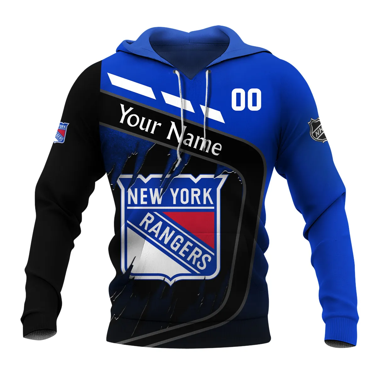 Custom Name & Number NHL New York Rangers Exclusive All Over Prints BLNHL311024A1NYRHD - Hoodie - Image 2