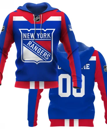 Custom Name &amp; Number NHL New York Rangers Exclusive All Over Prints HONHL3110A01NYRHD - Hoodie