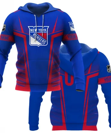 Custom Name &amp; Number NHL New York Rangers Exclusive All Over Prints QTNHL311024A1NYRHD - Hoodie