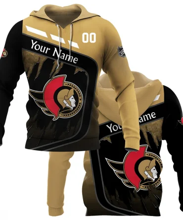 Custom Name &amp; Number NHL Ottawa Senators Exclusive All Over Prints BLNHL311024A1OSHD - Hoodie