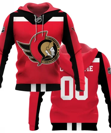 Custom Name &amp; Number NHL Ottawa Senators Exclusive All Over Prints HONHL3110A01OSHD - Hoodie