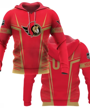 Custom Name &amp; Number NHL Ottawa Senators Exclusive All Over Prints QTNHL311024A1OSHD - Hoodie