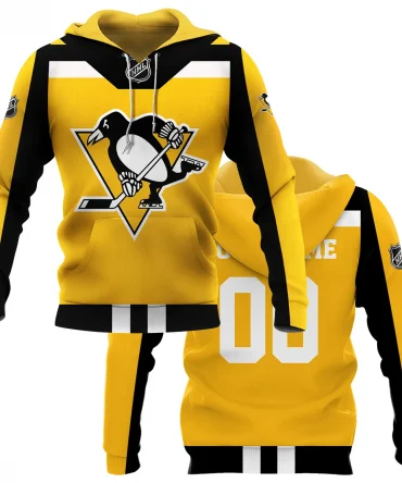 Custom Name &amp; Number NHL Pittsburgh Penguins Exclusive All Over Prints HONHL3110A01PPHD - Hoodie