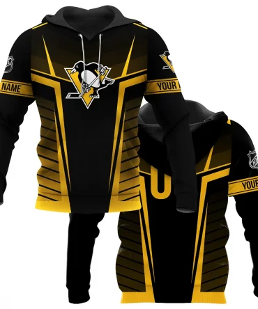 Custom Name &amp; Number NHL Pittsburgh Penguins Exclusive All Over Prints QTNHL311024A1PPHD - Hoodie