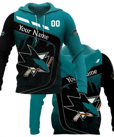 Custom Name &amp; Number NHL San Jose Sharks Exclusive All Over Prints BLNHL311024A1SJSHD - Hoodie
