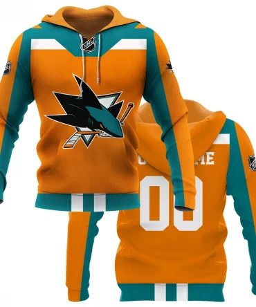 Custom Name &amp; Number NHL San Jose Sharks Exclusive All Over Prints HONHL3110A01SJSHD - Hoodie