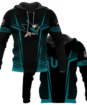 Custom Name &amp; Number NHL San Jose Sharks Exclusive All Over Prints QTNHL311024A1SJSHD - Hoodie