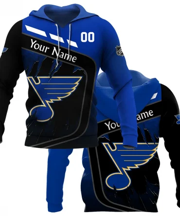 Custom Name &amp; Number NHL St. Louis Blues Exclusive All Over Prints BLNHL311024A1SLBHD - Hoodie