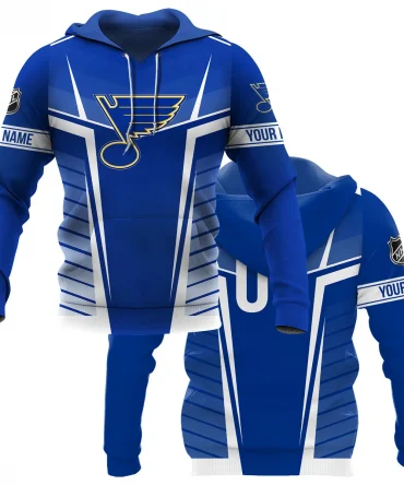 Custom Name &amp; Number NHL St. Louis Blues Exclusive All Over Prints QTNHL311024A1SLBHD - Hoodie