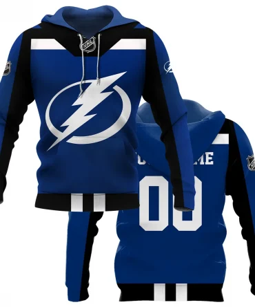 Custom Name &amp; Number NHL Tampa Bay Lightning Exclusive All Over Prints HONHL3110A01TBLHD - Hoodie