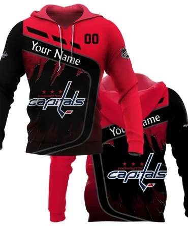 Custom Name &amp; Number NHL Washington Capitals Exclusive All Over Prints BLNHL311024A1WCHD - Hoodie